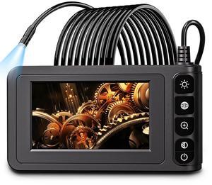 Industrial Endoscope Borescope with Light, 4.3'' LCD Screen HD Digital Snake Camera Handheld Waterproof Sewer Inspection Camera with 8 LED Lights, 16.5FT Semi-Rigid Cable