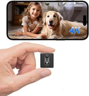 4K Mini Wireless Camera WiFi Indoor Home HD Micro Security Camera, Small Dog Nanny Cam Pet Baby Car Outdoor Cameras, 100 Days Battery Life 150 angle Night Vision Motion Detection Cloud & SD Storage