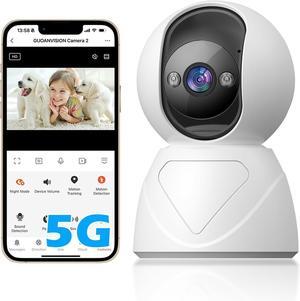 Indoor Pan/Tilt Security Camera, 5G WiFi Home Cameras for Baby Monitor/Pet Camera, Auto-Focus and Zoom, Motion Detection, 2-Way Audio, Siren, Night Vision, Cloud & SD Card Storage