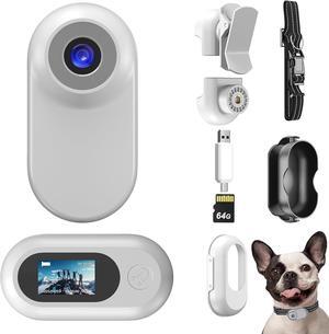 Mini Body Camera,1080P 64G Wearable Action Body Cam,Thumb Size Hands Free One-Click Filming Body Worn Camera with 360°Rotatable Clip for Work, Travel, Pet Walking (White)