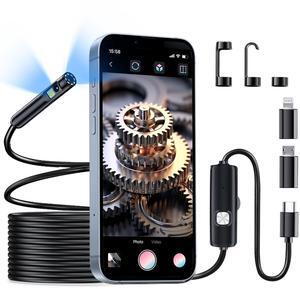 Borescope, Endoscope Camera with Light- 1920P HD Inspection Camera with Light, Dual Lens with 8+1 Adjustable LED Lights, IP67 Waterproof for Android, iPhone, iPad