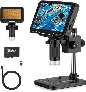LCD Digital Microscope,4.3 Inch 1080P 10 Megapixels,10MP Camera Video Recorder with HD Screen,1-1000X Magnification Zoom Wireless USB Stereo Microscope Camera
