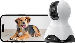 VIMTAG Pet Camera 2.5K - Dog/Cat/Baby Monitor with 5G/2.4G WiFi, Indoor Security Camera for Home with Phone App, 360° View, Night Vision, Motion Tracking & Alerts, Works with Alexa, Cloud/SD Storage