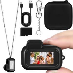 Mini Keychain Camera 1080p 16GB Small Retro Camera with Camera Bag Portable Tiny Photo Video Camera 100 Mins Battery Life Micro Video Camcorder for Travel Study Recording