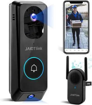 Dual Lens Video Doorbell Camera Wireless with Chime, 2K Front Door Camera for Home Security, Delivery Guard with 64GB SD Card, Voice Changer, Human Detection, Night Vision, Work with Alexa