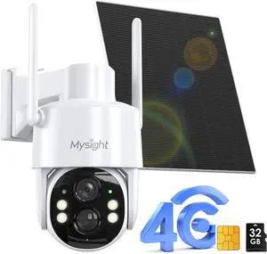 4G LTE Cellular Security Camera, No WiFi Security Camera, 2.5K Solar Camera Outdoor Wireless, Spotlight Color Night Vision, 360° Live View, Motion&Siren Alert, SD/Cloud Storage (Gift SD&SIM Card)