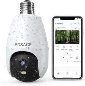 Home Weatherproof Light Bulb Security Camera Outdoor,2K HD WiFi Light Socket Camera,Wireless Lightbulb Security Dome Camera Outdoor (1)