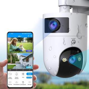 5G 2.4G Dual WiFi Security Camera Outdoor 2K Dual Lens Home Surveillance IP Cam 360° PTZ 2 Way Audio IP66 Waterproof Motion Detection Alert Color Night Cloud/Card Record