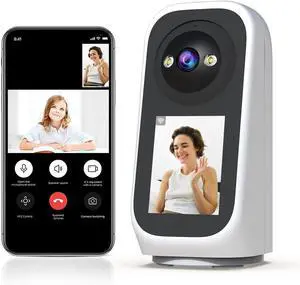 5G WiFi Security Camera Indoor with Screen 2K 360° PTZ Surveillance Camera Plug-in Home IP Cam for Baby Elderly SD Card Cloud Storage Motion Detection Auto Tracking 2 Way Video, Color Night