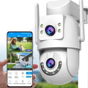 Security Camera 2Kx2 Dual Lens 5G /2.4G WiFi Cameras Home Surveillance IP Camera 360° PTZ 2 Way Audio Motion Detect Alert Color Night Cloud/Card Record