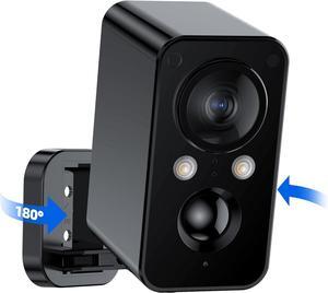 Security Cameras Wireless Outdoor Battery: 180° Horizontal Cameras for Home Security Battery WiFi Cameras Outside Surveillance Camera CCTV Camera System with Color Night Vision Motion Sensor