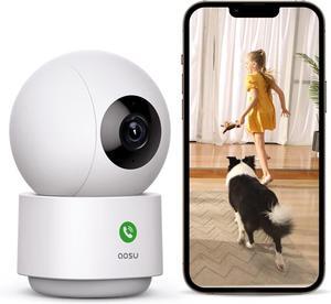 2K Security Camera Indoor, Baby Monitor Pet Camera 360-Degree for Home Security with 2.4 GHz Wi-Fi Router, One-Touch Call, Smart Motion Tracking, IR Night Vision, Compatible with Alexa