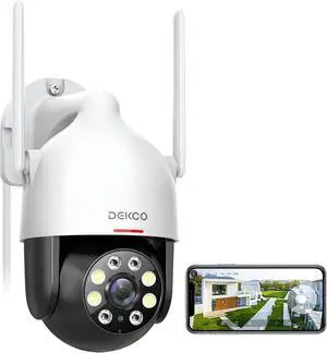 2K WiFi Surveillance Security Camera Outdoor/Home/Dome, Pan-Tilt 360° View, 3MP, Motion Detection and Siren, 2-Way Audio,Full Color Night Vision, Waterproof