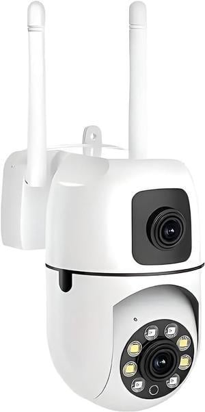 Camera Home Security, Outdoor Camera Dual Lens, WiFi Human Detection, HD Night Vision, 2-Way Talk, Indoor/Outdoor Camera, Dual Screen App Control, for Home Yard Store, Surveillance Wireless Camera