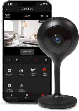 1080p HD Smart Indoor Security Camera  Motion Detection, Night Vision, Two-Way Audio, Real-Time Alerts, Compatible with Alexa & Google Assistant