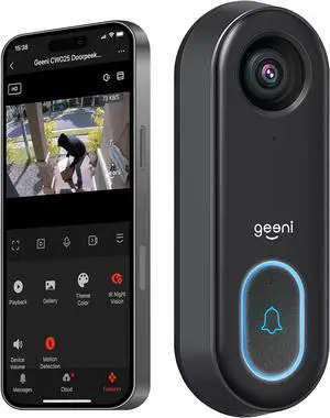 Smart Video Doorbell, 1080p HD, Motion Detection, Night Vision, Two-Way Audio, Weather-Resistant, Wired Installation, Alexa & Google Assistant Compatible, Wi-Fi Security Camera