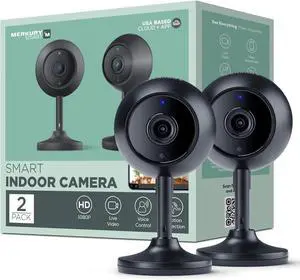 1080p HD Security Camera - WiFi Security Camera for Indoor Surveillance with Motion Detection, Two-Way Audio, Cloud Storage, Compatible with Alexa and Google Assistant, 2-Pack