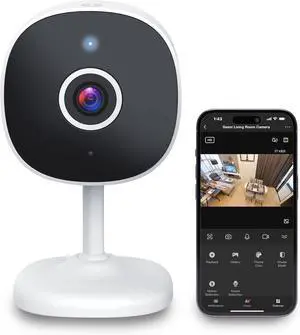 Insight Mini Smart Security Camera  2K Quad HD, Adjustable Angle, Motion Detection, Night Vision, Two-Way Audio, Compact Wi-Fi Camera, Works with Google Home & Alexa