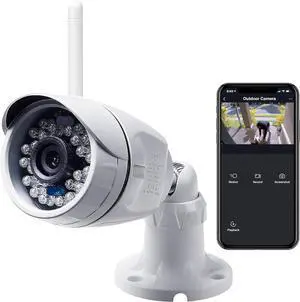 Outdoor Security Camera | IP66 Weatherproof WiFi Surveillance with Night Vision, 2-Way Audio, and Motion Detection | Compatible with Alexa and Google Home