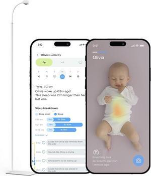 WiFi Baby Camera Monitor & Floor Stand, Sensor-Free Infant Breathing Monitor, Smart AI Monitoring, Sleep Tracker, Crying Detection, Night Vision, 2-Way Audio, Newborn Essentials for Toddler Room