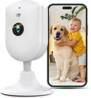 Indoor 3.5K/6MP 2.4G WiFi Wired Plug-in Camera for Home Security/Pet/Dog/Cat/Baby with Phone App, 2-Way Audio/Night Vision, AI Human/Sound/Motion Detection, Support Alexa/Up to 512GB TF Card