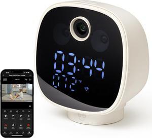 Smart WiFi Baby Monitor Camera with Clock | Baby Security Camera | 1080p HD Home Security with WiFi Voice Control | Lullabies 2-Way Audio | Night Light | Compatible with Alexa & Google Home