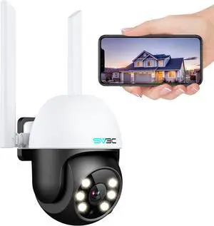 Security Camera Outdoor, Pan Tilt Dome WiFi IP Camera with Auto Tracking, 1080P Color Night Vision, 2-Way Audio, Humanoid Detection, Waterproof, 24/7 Recording, SD Card Storage, Remote Access