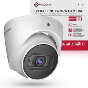 Outdoor 4MP IP PoE Turret Camera,DMSS &SmartPSS Lite, IVS Intrusion Tripwire, Built-in Mic/Audio, SD Card Slot, Smart Human/Vehicle Detection, 98ft Starlight NightVision, 2.8mm 114° Wide Angle, IP67