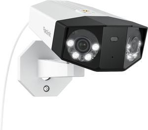 16MP UHD Dual-Lens PoE Security Camera with 180° Panoramic View, Motion Track, F1.6 Color Night Vision, Person/Vehicle/Animal Detection, 2 Way Talk, Supports 24/7 Recording
