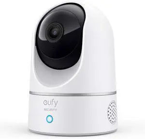 Security Indoor Cam E220, Camera for home Security, Pan & Tilt, Dog/Pet Camera, 2K Wi-Fi Plug-in, Motion Tracking, Motion Only Alerts, Night Vision, HomeBase 3 Compatible, Voice Assistant Support
