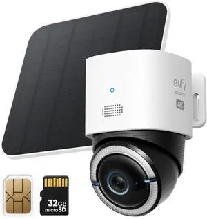 Security 4G LTE Cam S330, 4K Cellular Solar Security Cameras Wireless Outdoor, Pan and Tilt, 4G and Wi-Fi Duo-Mode, AI Tracking, with SIM Card and 32GB SD Card, No WiFi, No Problem