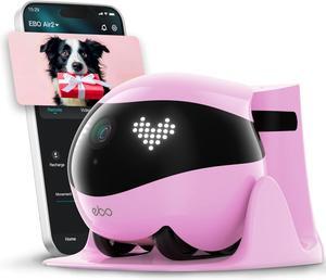 Indoor Security Camera Robot EBO Air 2: 2K Pet Camera, Movable Home Robot, Custom Facial Expression, Auto-Recharge, Battery-Operated, 2-Way Talk, Night Vision, 32GB Memory Card(Robin Pink)