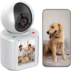 2 Way Video Calling Camera | Dog Camera with Phone App | 360° View PTZ Pet Monitor Cam with Speaker | Doggy Cam, 2.8" Display, Motion Detector, 1 Click Call | in-House Monitoring Pet/Baby/Nanny