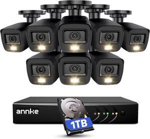 3K Lite Security Camera System Outdoor with AI Human/Vehicle Detection, 8CH H.265+ DVR and 8 x 1920TVL 2MP IP67 Home CCTV Cameras with Smart Dual Light, Color Night Vision, 1TB Hard Drive - E200