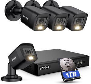 8CH H.265+ 3K Lite Wired Security Camera System with AI Human/Vehicle Detection, 4 x 1920TVL 2MP CCTV IP67 Cameras with Smart Dual Light for Outdoor Use, Color Night Vision, 1TB Hard Drive