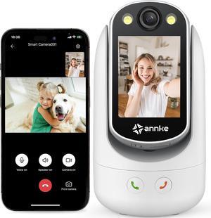 Video Calling Indoor Security Camera with 2.8 inch Screen, One-Click Call, Two-Way Video WiFi Camera for Home Pet/Cat/Dog, Pan & Tilt, AI Motion Detection, Baby/Elderly/Puppy Monitor
