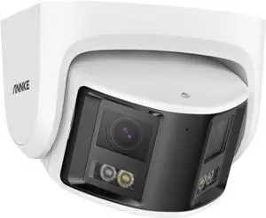 Security Camera Outdoor with Dual Lens 180° Filed of View, 8MP IP Surveillance Camera Support Color Night Vision, Person/Vehicle Detection, Two-Way Talk, Built-in SD Card Slot