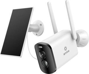 Solar Outdoor Wireless Camera, Solar Panel with 4MP Camera for Home Security, Two-Way Audio, Human Detection, Dual Light, PIR Detection, Color Night Vision, Up to 128G Storage, Alexa