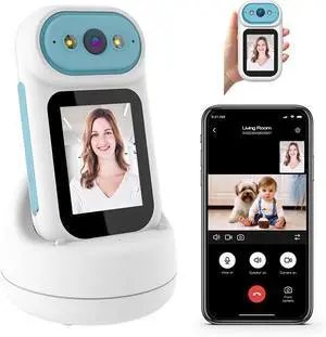 Video Calling Handheld Security Camera Indoor,Nanny Camera Baby Camera Pet Camera,2-Way Video Call 350°Pan Cameras for Home Security,Move Tracking,Alarm Push 1080P 2.8inch Screen,Night Vision