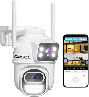 WiFi Security Camera Outdoor Wireless, 6MP Dual Lens Plug-in 360 Security Camera, Human Auto Tracking, AI Motion Detection, Color Night Vision, No Monthly Fees, Works with Alexa, 2.4G WiFi