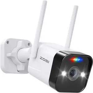 WiFi Outdoor Security Camera,4MP Plug-in WiFi Cam with Spotlight Sound Alarm,Color Night Vision,2 Way Audio,Person Vehicle Detection,IP66 Weatherproof,SD Card&Cloud Storage,for Home Surveillance