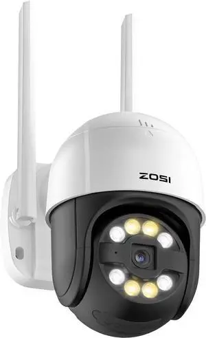 2K WiFi Pan/Tilt Security Camera, 3MP Plug-in Outdoor Home PT Camera, Auto Track Human, 2-Way Audio, Smart Motion Detection, Color Night Vision, Floodlight Siren, SD Card & Cloud Storage