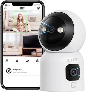 2K Dual-Lens Indoor Camera, C528D Plug-in 360° Views Pan/Tilt Home Security Baby/Pet Dog Monitor, Gesture/One-Touch Calling, Human Motion Tracking, 2.4G/5G Dual-Band WiFi, SD Card & Cloud Storage