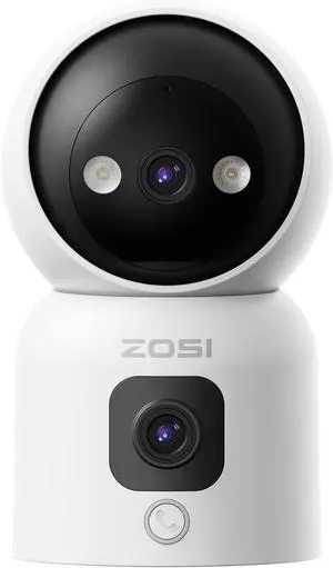 Dual-Lens Indoor Security Camera, C528D Plug-in 360° View Pan/Tilt Smart Home Camera, Gesture/One-Touch Calling, Human Motion Tracking, Baby/Pet/Elder/Nanny Monitor, SD Card & Cloud Storage
