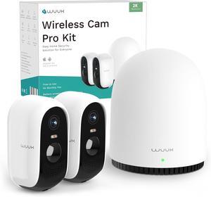2K Security Cameras Wireless Outdoor System, 2-Cams Kit, No Subscription, 240 Days Battery Life, AI Humanoid Alert, Compatible with Alexa/Google, IFTTT, Color Night Vision, Support 2.4G & 5G WiFi
