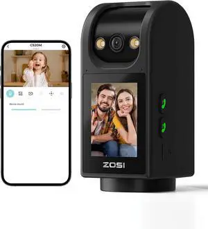 Two Way Video Calling Camera with 2.8 inch HD Screen, C520M 2.5K Pan Tilt Indoor Smart Home WiFi Security Camera Monitor with Phone App, Motion Detection, for Baby Elderly Nanny Pet Dog, Plug-in