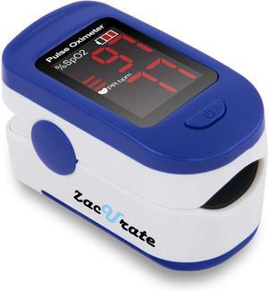 Fingertip Pulse Oximeter Blood Oxygen Saturation Monitor with Batteries Included (Navy Blue)