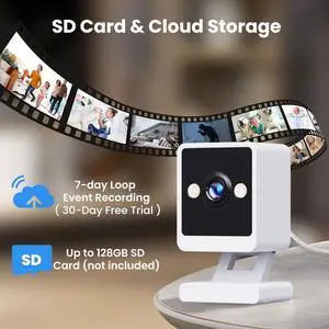 Indoor Camera, 2K Cameras for Home Security with Color Night Vision & Siren, 2-Way Audio for Pet/Dog/Baby/Nanny, 2.4GHz WiFi Camera, Cloud & SD Card Storage, Works w/Alexa, Magnetic Base