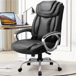 COMHOMA Ergonomic Office Chair Home Office Desk Chairs Comfy Back Support PU Leather Executive Office Chair with Wheels Headrest Padded Armrests Height Adjustable Tilt Swivel Rolling Reclining Seat
