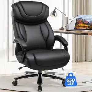 COMHOMA Big and Tall Office Chair 650lbs Ergonomic Computer Chair 6 Gear Adjustable Headrest Swivel Rocking Home Office Desk Chairs Leather High Back Executive Office Chairs with Thickened Armrests